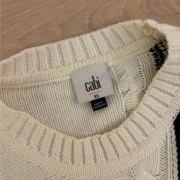 CAbi Black and Cream Crewneck Sweater - Picture 3 of 4
